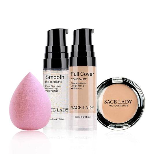 Kit De Maquillaje Corrector De Base Líquida Cremosa Mate Suave E Impecable Para