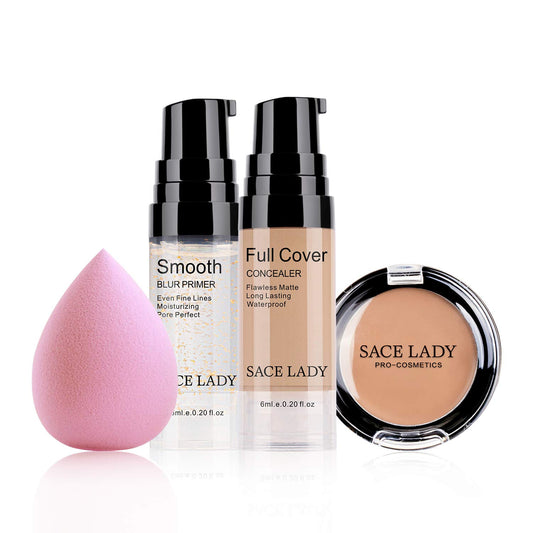 Kit De Maquillaje Corrector De Base Líquida Cremosa Mate Suave E Impecable Para